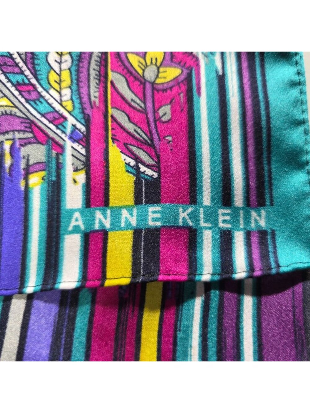 Scarf paisley boho Anne Klein Womens Striped Scarf purple teal yellow statement